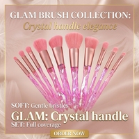 Ensemble de 10 pinceaux de maquillage professionnels à poils synthétiques avec manche en plastique dégradé pour les yeux, le visage, le contour des lèvres, le blending, les paillettes, utilisation en voyage