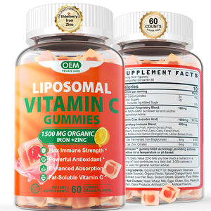 OEM 1000mg liposomiale vitamina C Gummies vitamina C masticabile 1500mg con 8mg di supplemento di Gummies di ferro, zinco e sambuco - Product Image 1