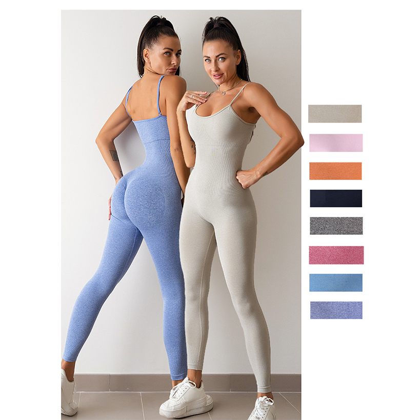 High Quality Women Seamless Solid Onesie Sexy Vest Beauty Back One Piece Suit Skin Friendly Quick Drying Yoga Jumpsuit For Women