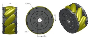 Rueda Mecanum de Aleación de Aluminio para Robot NM305A, Capacidad de Carga de 3 Toneladas, Rueda Mecanum de 305 mm, Capacidad de 3 Toneladas para <span class=keywords><strong>AGV</strong></span> - Product Image 3