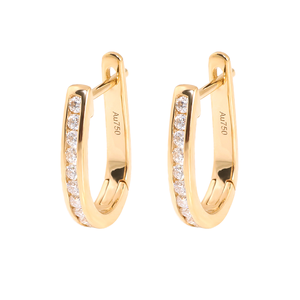 Élégantes boucles d'oreilles créoles empilables en or massif 10 carats avec diamants moissanite, design vintage personnalisé, pour tous les jours - Product Image 1