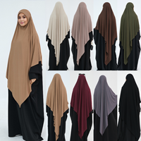 Foulard de Prière Sharut en Gros Turc à Attacher par l'Arrière, Hijab Musulman pour Femmes, Niqab Jilbab Khimar Long en Jersey de Coton Premium