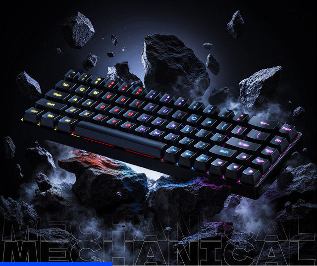 RUYI 61/68-Key Wired Mechanical Keyboard Hot-Swappable Red Switch Gaming Keyboard with Detachable Cable