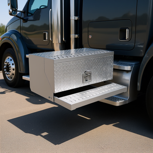 Caja de Herramientas de Aluminio con Placa de Diamante 30 x 29.5 x 15.8, Impermeable, con Escalón de Entrada a la Cabina y Almacenamiento, Cerradura con Manija en T - Product Image 2