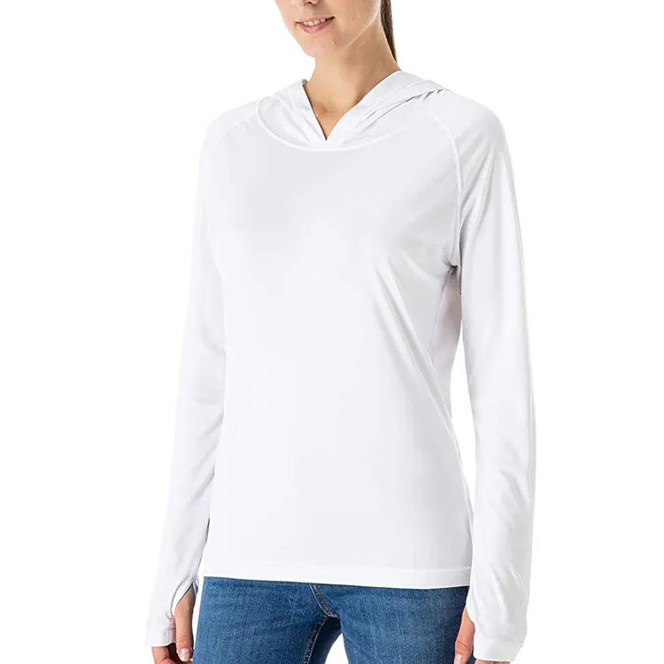Blank long sleeve Fishing Shirt hood Polyester UV Protection SPF women's Outdoor hoodie