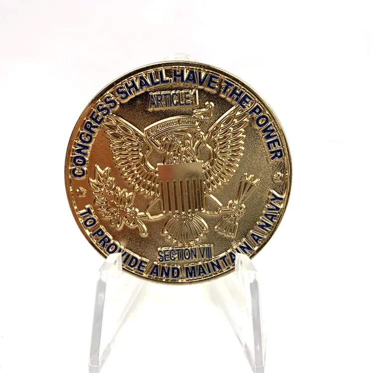 バルクカスタムギフト用の独自のデザイン3Dゴールドメッキフラットエッジメタルチャレンジコイン
