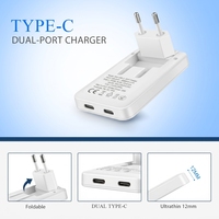 Producto en Tendencia 2026, Cargador Rápido PD USB-C Dual de 35W, Cargador de Pared GaN con Enchufe Europeo para iPhone, Samsung y Tabletas