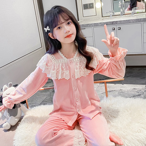 Set di abbigliamento <span class=keywords><strong>da</strong></span> 2025 per ragazze pigiami a maniche lunghe in stile coreano alla moda a due pezzi Set di abbigliamento per ragazze - Product Image 1