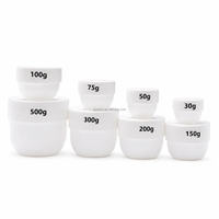 Pot en plastique coloré pour cosmétiques, beurre capillaire, crème pour le visage, 30g, 50g, 75g, 100g, 150g, 200g, 300g, 500g, 4oz, 8oz, 16oz avec couvercle blanc