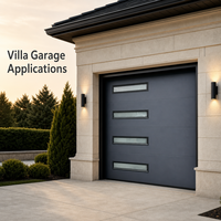 Porte de garage électrique à enroulement en aluminium gris foncé avec quatre fenêtres étroites pour les projets d'entrée de villas, d'usines et d'ateliers