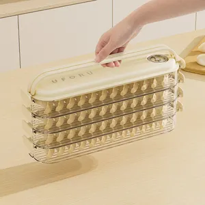 NISEVEN Vente en gros Boîte de rangement empilable en plastique pour boulettes de réfrigérateur Récipients de stockage d'aliments multicouches avec couvercles