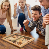 Jeu de famille à l'ancienne 3 en 1 classique de luxe en bois jeu d'échecs et backgammon jeu de société portable