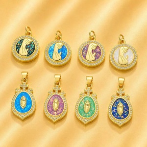 BD-C7114 Breloques fantaisie incrustées d'opale, Pendentifs en forme d'arête de poisson mignons en CZ, Breloques étoile, 12 signes du <span class=keywords><strong>zodiaque</strong></span>, Breloques Cœur <span class=keywords><strong>Vierge</strong></span> Marie, Vente en gros - Product Image 4