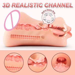 Cangkir Masturbasi Pria Cetakan Anal Dua Kepala Tiga Lubang Saluran Simulasi Seks Oral Mainan Seks Dewasa YQ N03 850g - Product Image 4