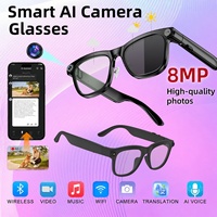 Lunettes Intelligentes Photochromiques IA ZL TK les Plus Vendues avec Caméra 8MP, Vidéo 1080P, Traduction en Temps Réel, Appels Vocaux, Port Type-C