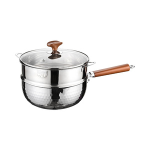 Casserole Yukihira en acier inoxydable 316L Hong Junda avec poignée en bois, cuiseur vapeur double couche, pot à soupe, pot de cuisine - Product Image 4