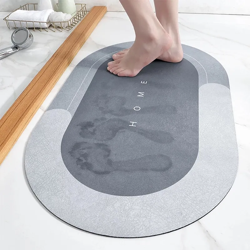 Custom design water absorbent diatomite bath mat diatom mud floor mat bathroom door mat washroom rug