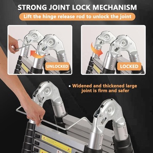 Thang gấp đa năng hai mặt có bản lề, chiều cao 6+6, 7+7, <span class=keywords><strong>8</strong></span>+<span class=keywords><strong>8</strong></span>, 9+9 bậc, chiều dài <span class=keywords><strong>1</strong></span>.9+<span class=keywords><strong>1</strong></span>.9 mét, 2.5+2.5 mét - Product Image 4