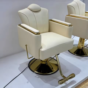 Sillón de Salón Moderno de Lujo, Equipo de Salón de Belleza, Sillón de Barbería con Base Dorada - Product Image 1