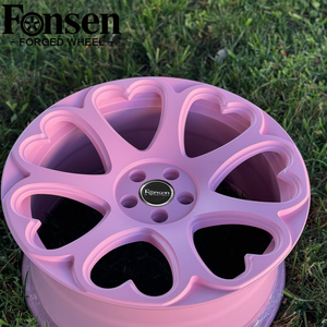 Jantes forgées monobloc en forme de cœur en aluminium 6061-T6 rose mat de 17 à 24 pouces, couleur personnalisée pour <span class=keywords><strong>Mini</strong></span> Toyota Honda Volkswagen - Product Image 2