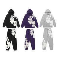 Ensemble sweat à capuche et pantalon ample en coton DT Kapok de haute qualité, style américain, avec poche imprimée, 350-400g