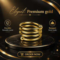 Cincin Serbet Besi Laiyue Model Spiral Emas Desain Bunga QM-1002 untuk Pengaturan Meja Hotel Barat, Pesta Pernikahan