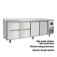 Seafood Prep Stainless Steel Table Undercounter Freezer Drawers 560L 4 Shelves Commercial Refrigeration Equipment for Kitchens