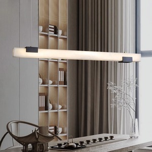 Luminaires Lampes suspendues Marbre LED Salle à manger moderne longue bande albâtre lustre suspension - Product Image 3