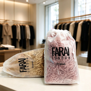 Sacs à cordon personnalisés avec logo imprimé, transparents et givrés, pour vêtements et chaussures, anti-poussière et imperméables - Product Image 5