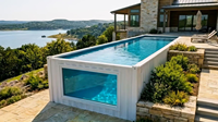 Piscine Conteneur Moderne de Luxe en Verre pour Enfants, Écologique et Durable, pour Extérieur