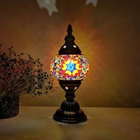 Lámpara de Mesa de Vidrio Teñido Hecha a Mano de Estilo Art Deco Turco, Base para Bombilla E14/E26, LED AC, para Iluminación Romántica Junto a la Cama