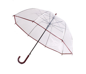 Manufacturer New Design Long Handle <b>Small</b> Fresh Windproof Logo Compact Plastic Transparent Polyester PVC Umbrella for Rain - Product Image 1