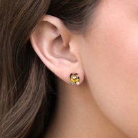 Boucles d'oreilles ZUOLA fines et mignonnes en forme de dessin animé, chien et Donald Duck, plaquées or 18 carats avec décoration en zircon coloré et goutte d'huile