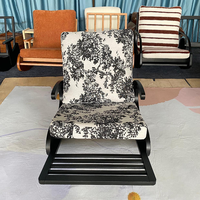 Ensemble de fauteuils à bascule modernes en bois massif, fauteuil inclinable ergonomique rembourré en rotin avec ottoman pour véranda et salle de lecture aux États-Unis