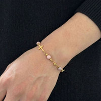 Bracelets religieux en acier inoxydable 316L plaqué or 14k 18k avec breloques, chapelet, bracelet Vierge Marie pour femmes et hommes