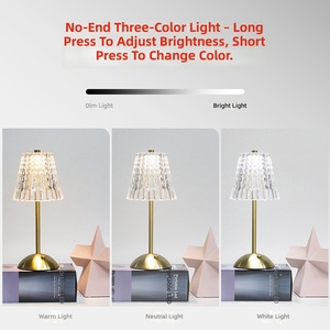 Lámpara de Escritorio Táctil Inalámbrica Recargable, Lámpara de Mesa LED de 3 Colores Atenuables, Diseño Europeo, para Hotel, Restaurante, Dormitorio - Product Image 4