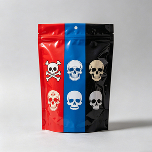 Custom 3.5g Printed Skull Pattern Mylar <b>Bags</b> Stand Up Pouch Resealable Zipper Polyester Film <b>Bag</b> Smell Proof Food Packaging - Product Image 2