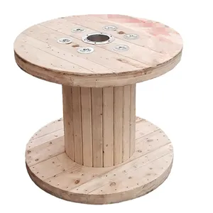 Solid Wood Pine Wooden Bobbins Steel Wood Cable Winding Drum