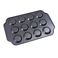 Plaque de cuisson en acier au carbone antiadhésive à 12 cavités pour muffins et mini-gâteaux, vente en gros