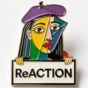 Pin de Arte con Diseño de Rostro Cubista, Chapado en Oro, Metal Esmaltado, Insignia Coleccionable - Product Image 3