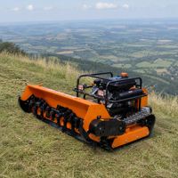 Broyeur forestier industriel robuste à moteur diesel, télécommandé, largeur 120 cm, 23 CV, coupe-herbe 45 °   Tondeuse à fléaux sur chenilles