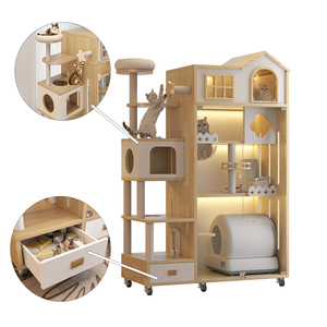 Villa pour chat en bois moderne de luxe, <span class=keywords><strong>château</strong></span> spacieux pour animaux de compagnie d'intérieur, maison pour animaux de compagnie en bois massif durable, écologique, imperméable, utilisation à long terme - Product Image 1