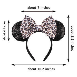 ที่คาดผมลายจุดประดับเลื่อมโบว์ใหญ่สีแดงพร้อมหูหนูสีดำสำหรับเด็ก ใช้เป็นอุปกรณ์ประกอบฉากถ่ายรูปในงานปาร์ตี้วันหยุดสุดคลาสสิก - Product Image 5