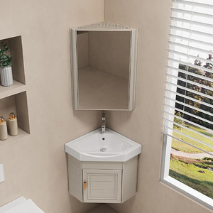 Moda moderna piccola appesa a parete mobili da bagno con specchio luminoso lavabo in ceramica carcassa in melamina - Product Image 4