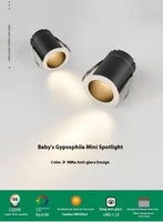 24 degrés 3W 5 Watt 7W 9W Spot lumineux encastré au plafond à LED, anti-éblouissement profond