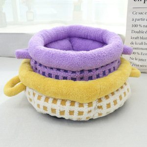 Cama Redonda para Mascotas de Color Sólido Cálida para Otoño e Invierno, para Gatos y Perros, Embalaje en Caja Resistente al Viento, Tamaño Personalizable - Product Image 3