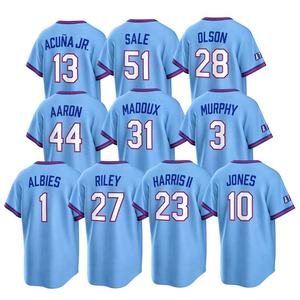Maillot de baseball américain City Connect 2026 brodé – <span class=keywords><strong>13</strong></span> Acuna Jr., 28 Olson, 10 Jones, 27 Riley, 44 Aaron, 1 Albies - Product Image 5