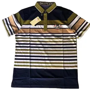 Stockpapa apparel stocks wholesale leftover stock branded Mens' striped polo shirtsclearance stock lots clothing