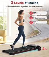 Tapis roulant pliable sous le bureau, 2,25 HP, 265 LBS, inclinaison manuelle à 3 niveaux, écran LED, télécommande, machine de fitness compacte pour la maison