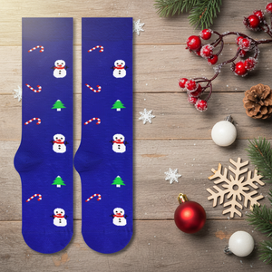 Breathable Floral Ankle Socks <b>Snowman</b> Sugar Cane Pattern Knitted Spandex for Casual Daily Use Winter Season One Fits All Body - Product Image 3
